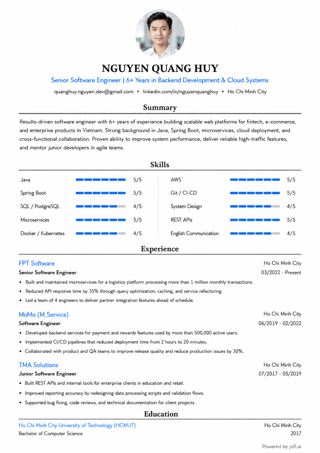 Mẫu CV Avatar Basic
